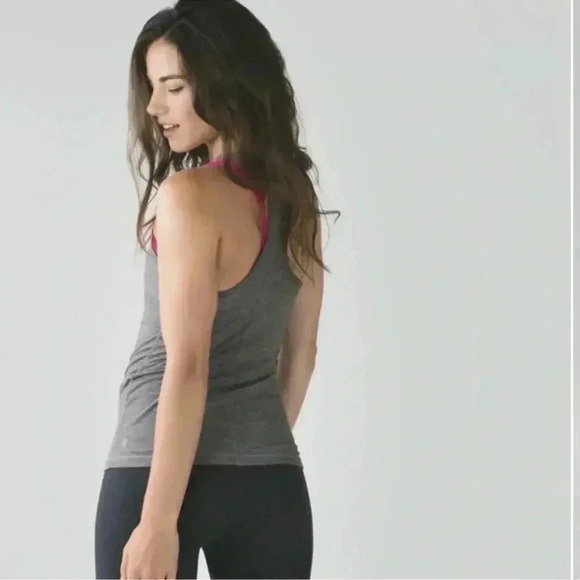 Lululemon Inspiration Tank II Heathered Slate/Jeweled Magenta Size 6 - Picture 3 of 9